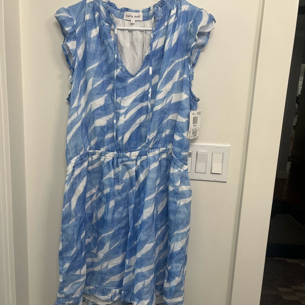NWT Bella Dahl Sky Blue and White Patterned mini dress
